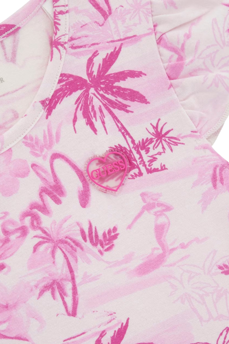 Vestito da bambina a fantasia tropicale con volant sulle maniche K5GK14K6YW4