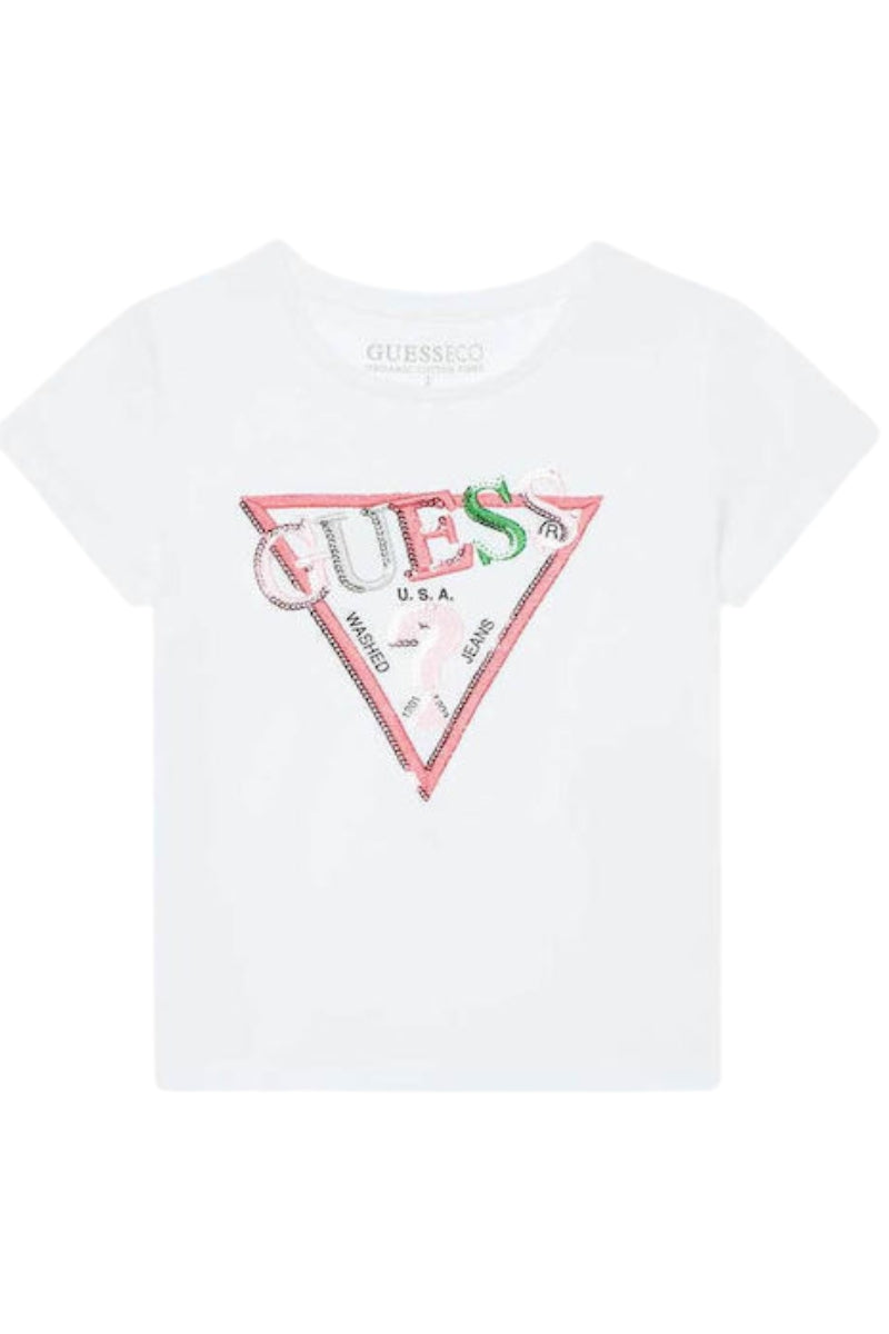 T-shirt girocollo da neonata e bambina con maxi triangolo logato frontale K5RI16K6YW4