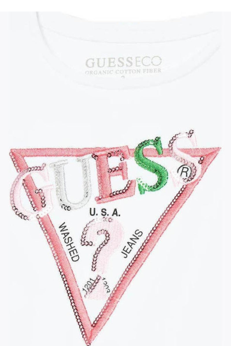 T-shirt girocollo da neonata e bambina con maxi triangolo logato frontale K5RI16K6YW4