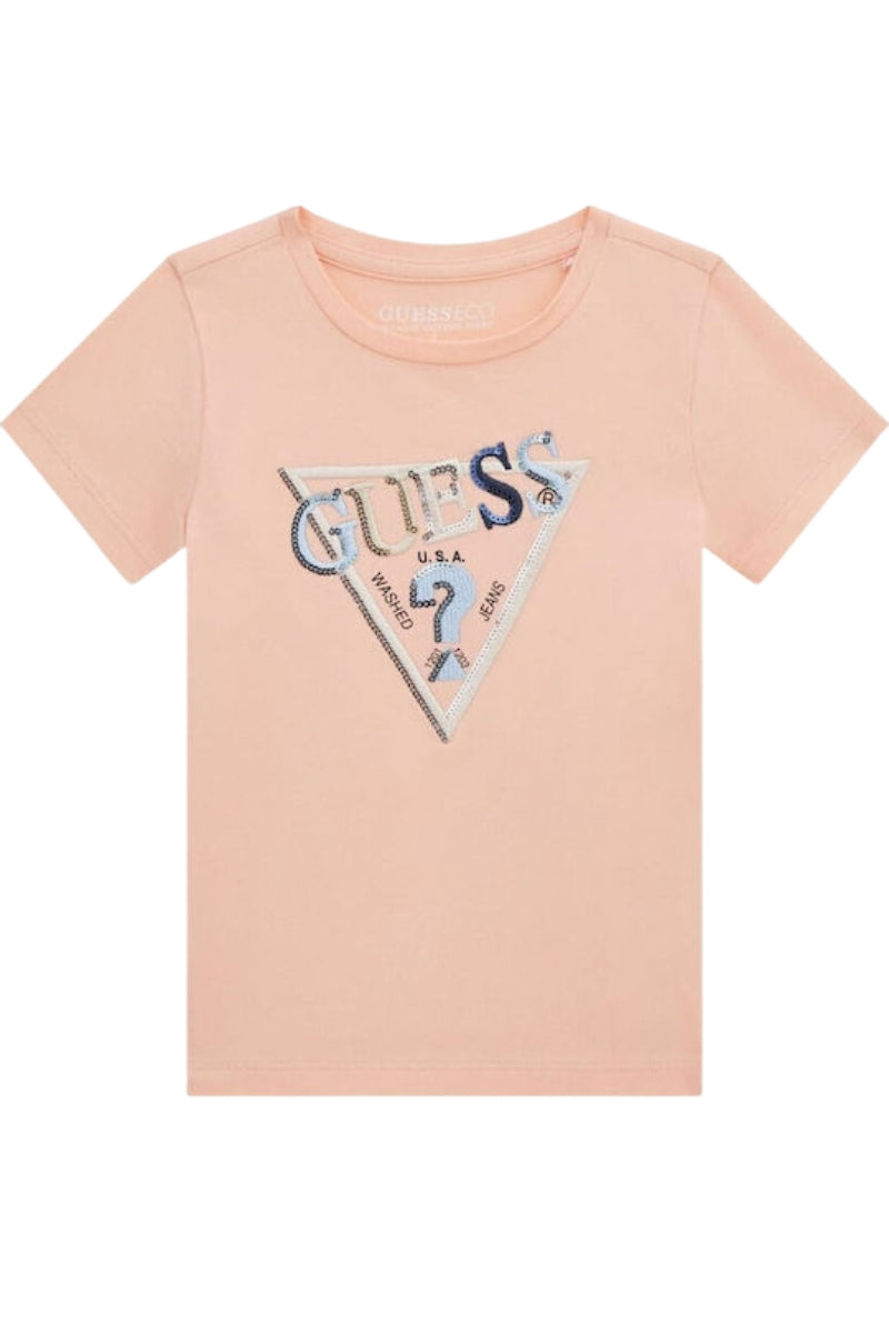 T-shirt girocollo da neonata e bambina con maxi triangolo logato frontale K5RI16K6YW4