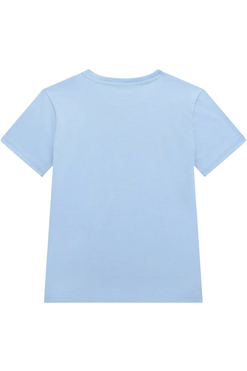 T-shirt girocollo da ragazzo con maxi stampa logata stilizzata frontale L5GI00K8HM4