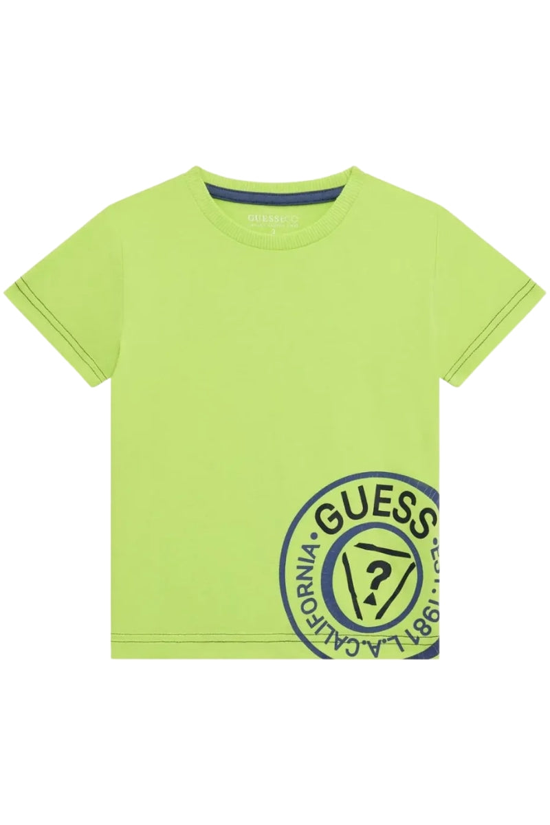 T-shirt girocollo da neonato e bambino con maxi stampa logata sul fondo a sinistra N5RI15K8HM4