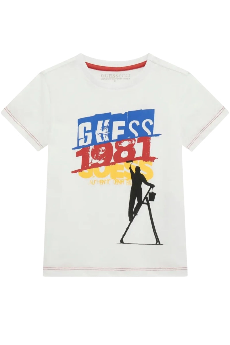 T-shirt girocollo da neonato e bambino con maxi stampa a contrasto colore N5RI02K8HM4