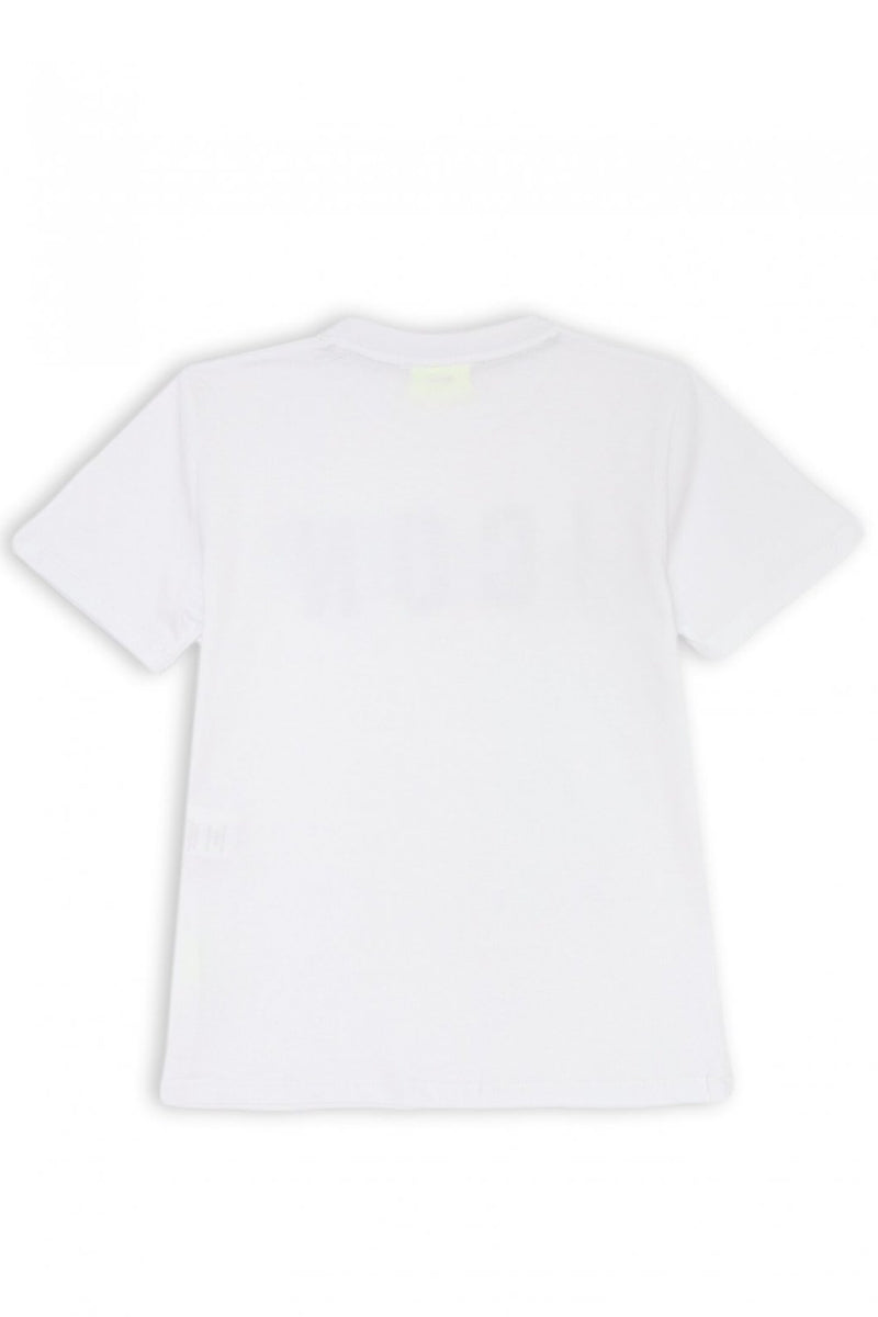 T-shirt girocollo da ragazzo con maxi logo e dettaglio laminato dorato IBKS00690