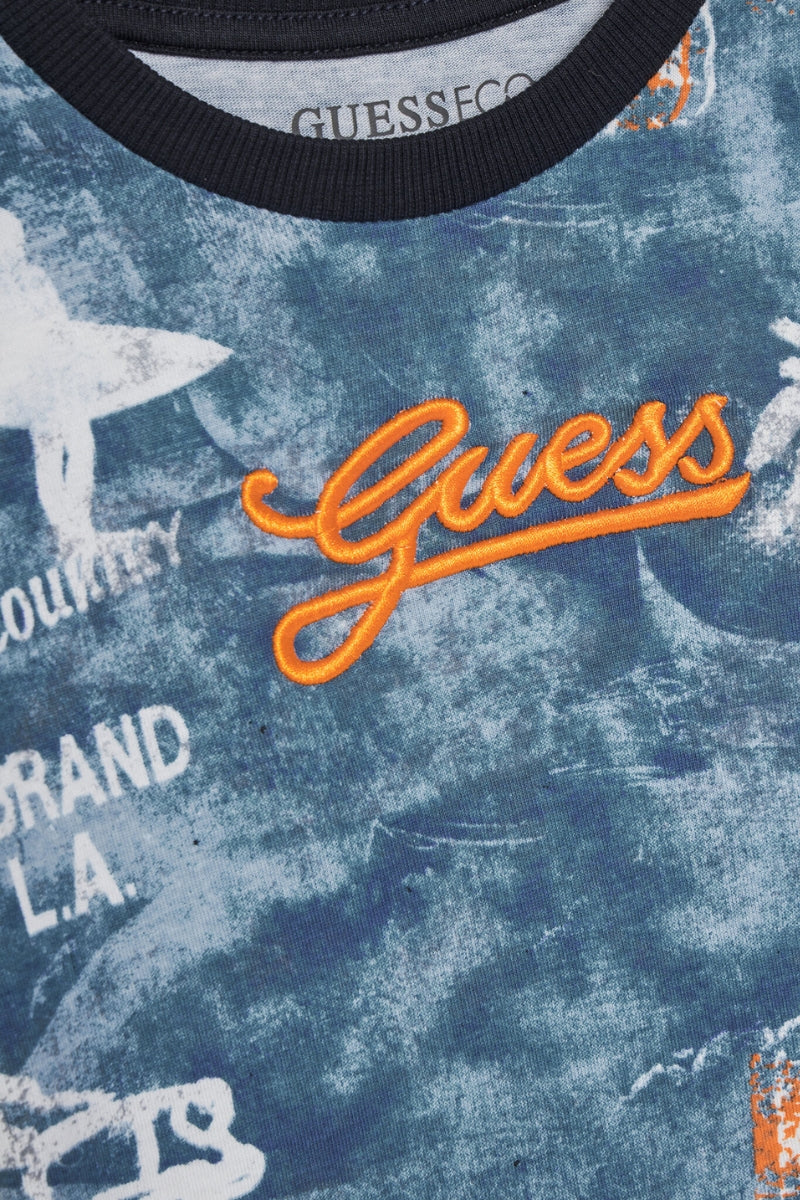 Completo da bambino con t-shirt fantasia surf e logo a contrasto colore N5GG11K8HM4