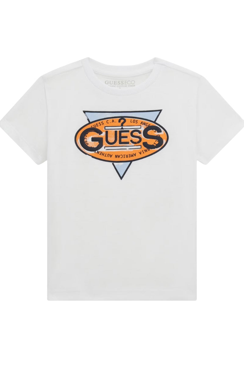 T-shirt girocollo da neonato e bambino con stampa logata frontale N5GI01K8HM4