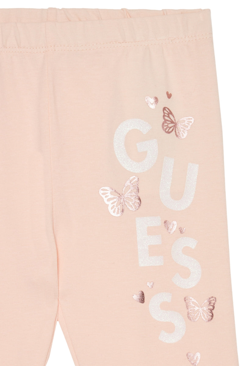 Leggins da neonata e bambina con stampa logo e farfalle a sinistra K5RB02J131