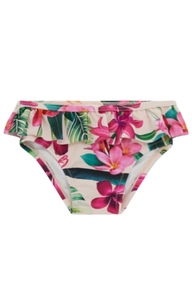 Slip da bambina con ruches applicate lungo il bordo superiore e stampa a fantasia floreale A5GZ01MC052