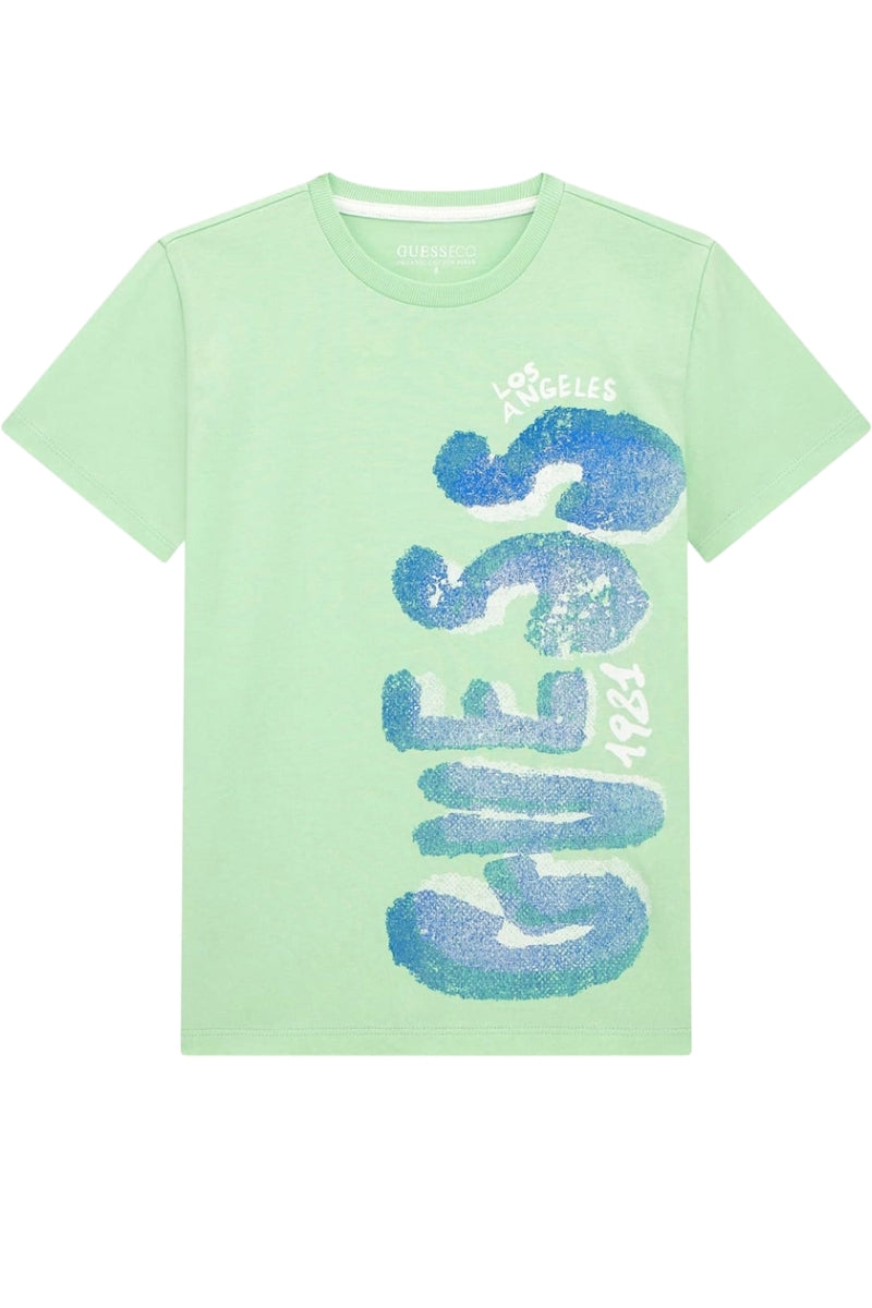 T-shirt girocollo in jersey di cotone da ragazzo con stampa maxi logo L5GI12K8HM4