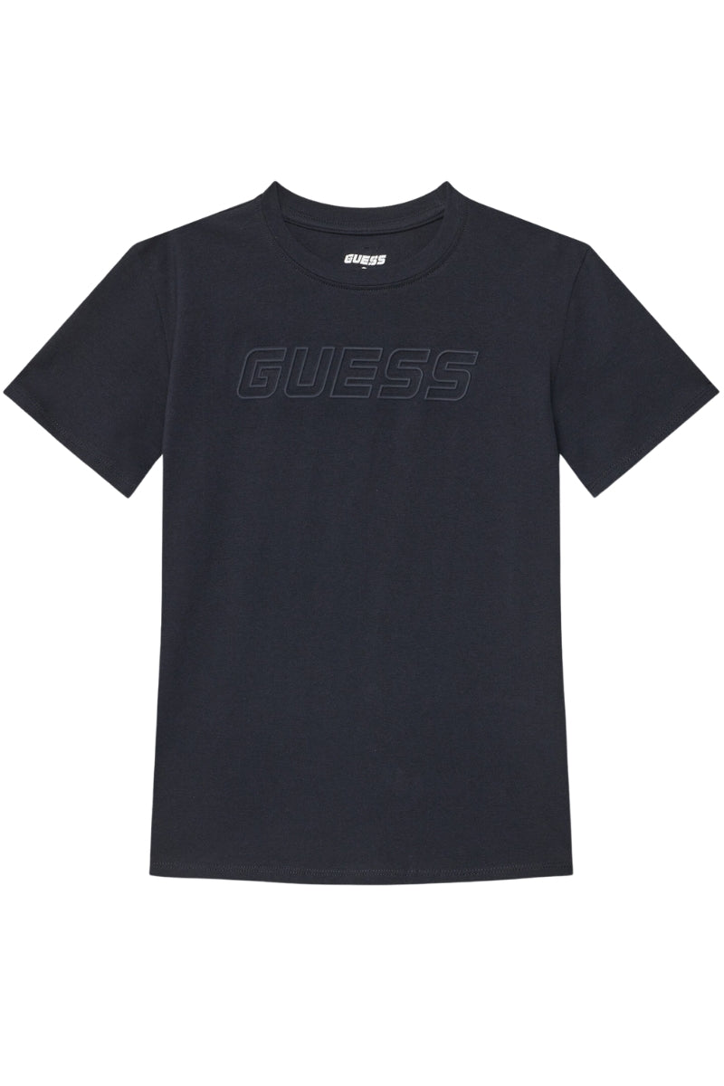 T-shirt girocollo da ragazzo con logo lettering gommato in rilievo sul davanti L5RI37J1311