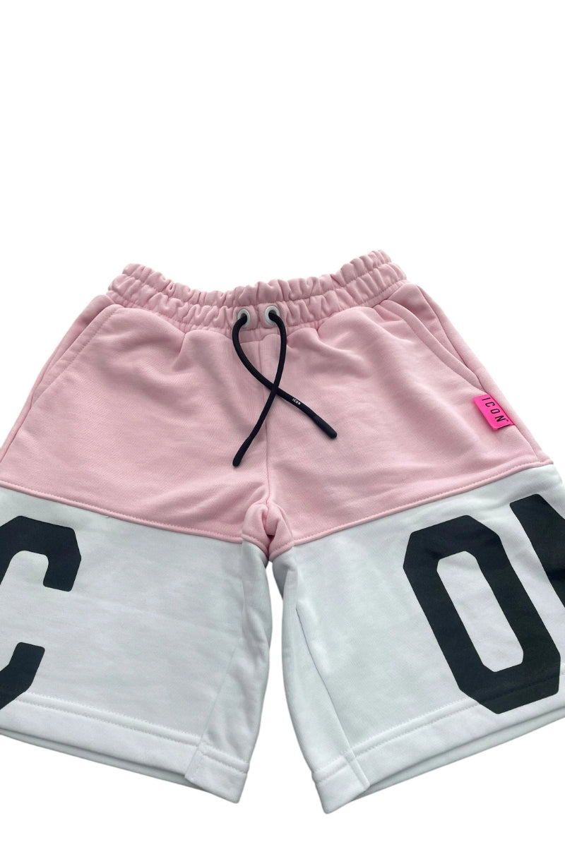 Shorts da ragazza con design bicolor e maxi logo lettering frontale IGSH00500