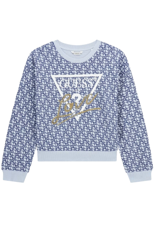 Felpa girocollo da bambina e ragazza con stampa geometrica con logo 4G all over J5RQ06KA6R4