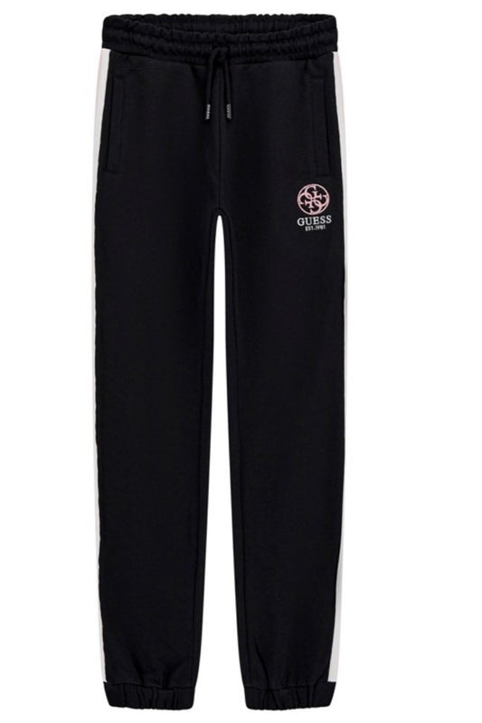 Pantaloni tuta da ragazza con logo 4G ricamato e fasce laterali di raso a contrasto J5RQ11KAD74
