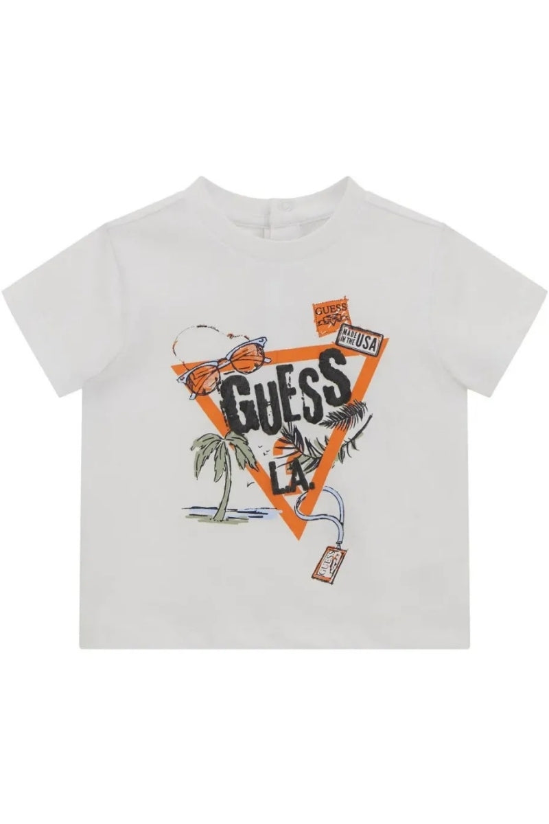T-shirt girocollo da neonato con stampa con triangolo logato a fantasia I5GI00K8HM4