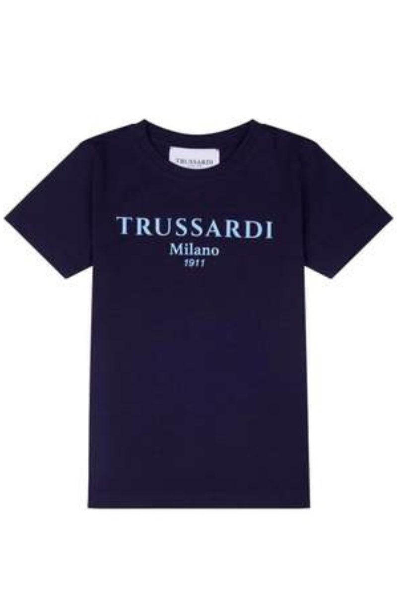 T-shirt basic girocollo da neonato con bottoni automatici e logo lettering TIP25011TS