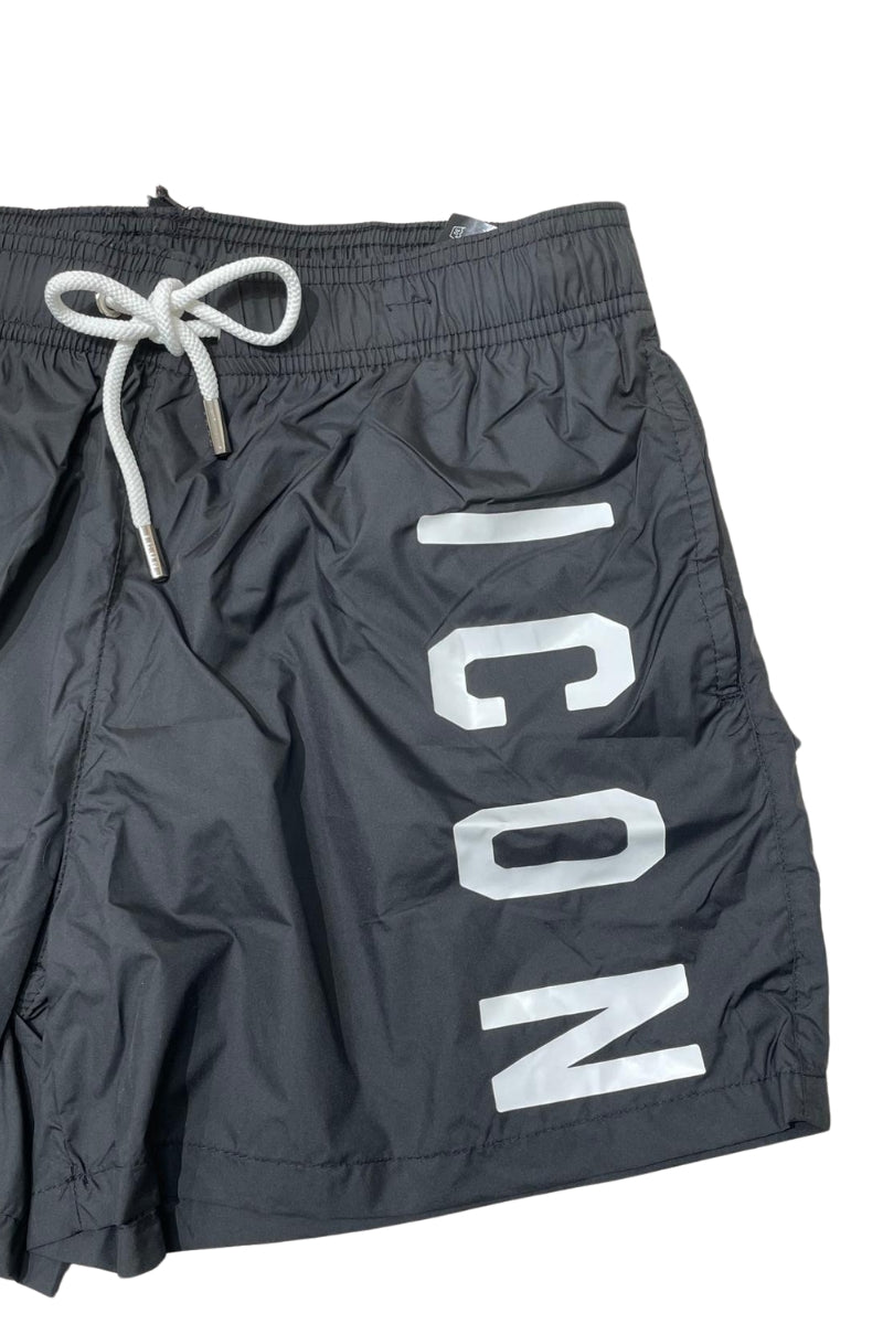 Costume da bagno modello boxer con maxi logo lettering a sinistra  IBCS00431