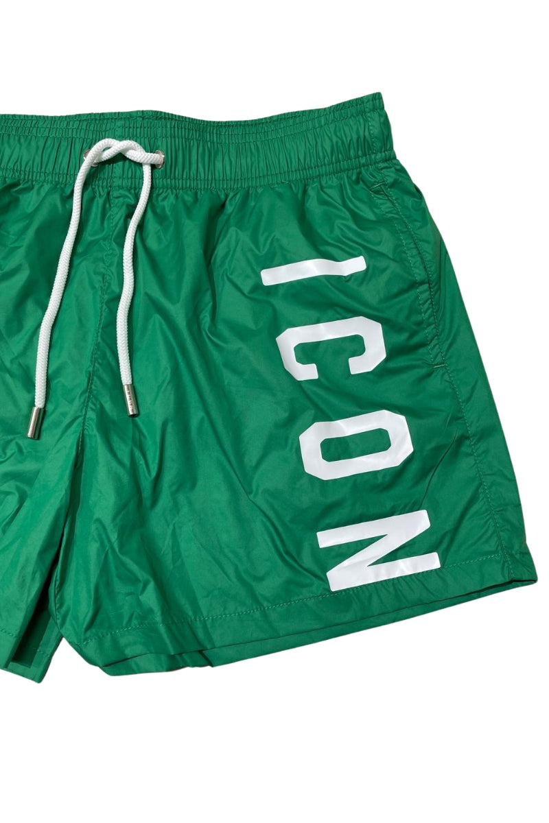 Costume da bagno modello boxer con maxi logo lettering a sinistra  IBCS00431