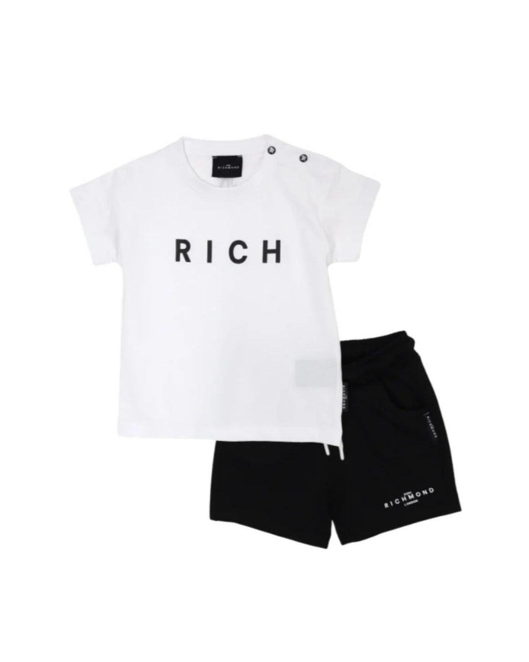 Completo da neonato due pezzi t-shirt e bermuda con logo RICH frontale RIP25019CJ