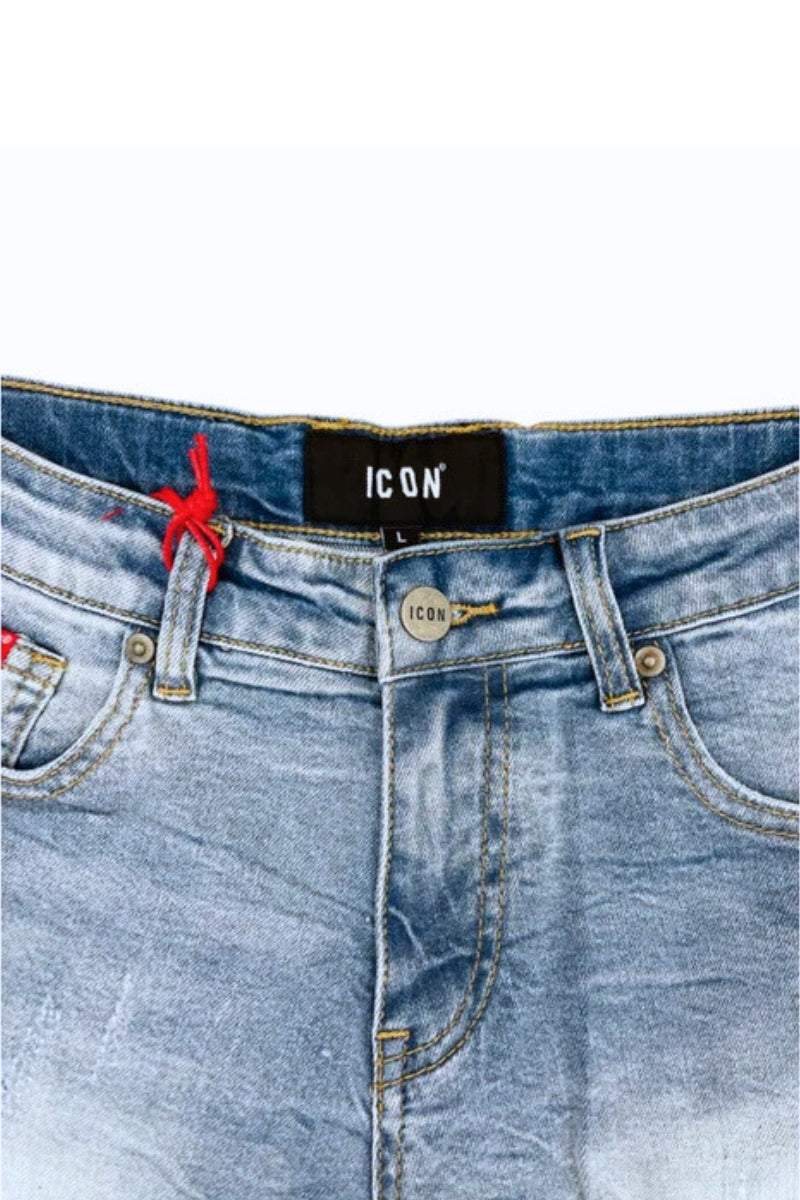 Shorts da ragazza in denim elasticizzato con orlo sfrangiato a cinque tasche IGDS00578