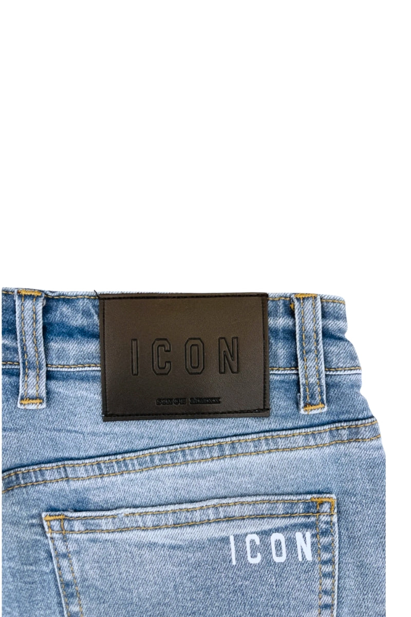 Shorts da ragazza in denim elasticizzato con orlo sfrangiato a cinque tasche IGDS00578