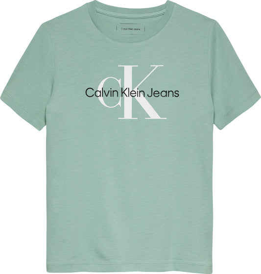 T-shirt girocollo da bambino e ragazzo in jersey di cotone con maxi logo moonogram - IU0IU00676