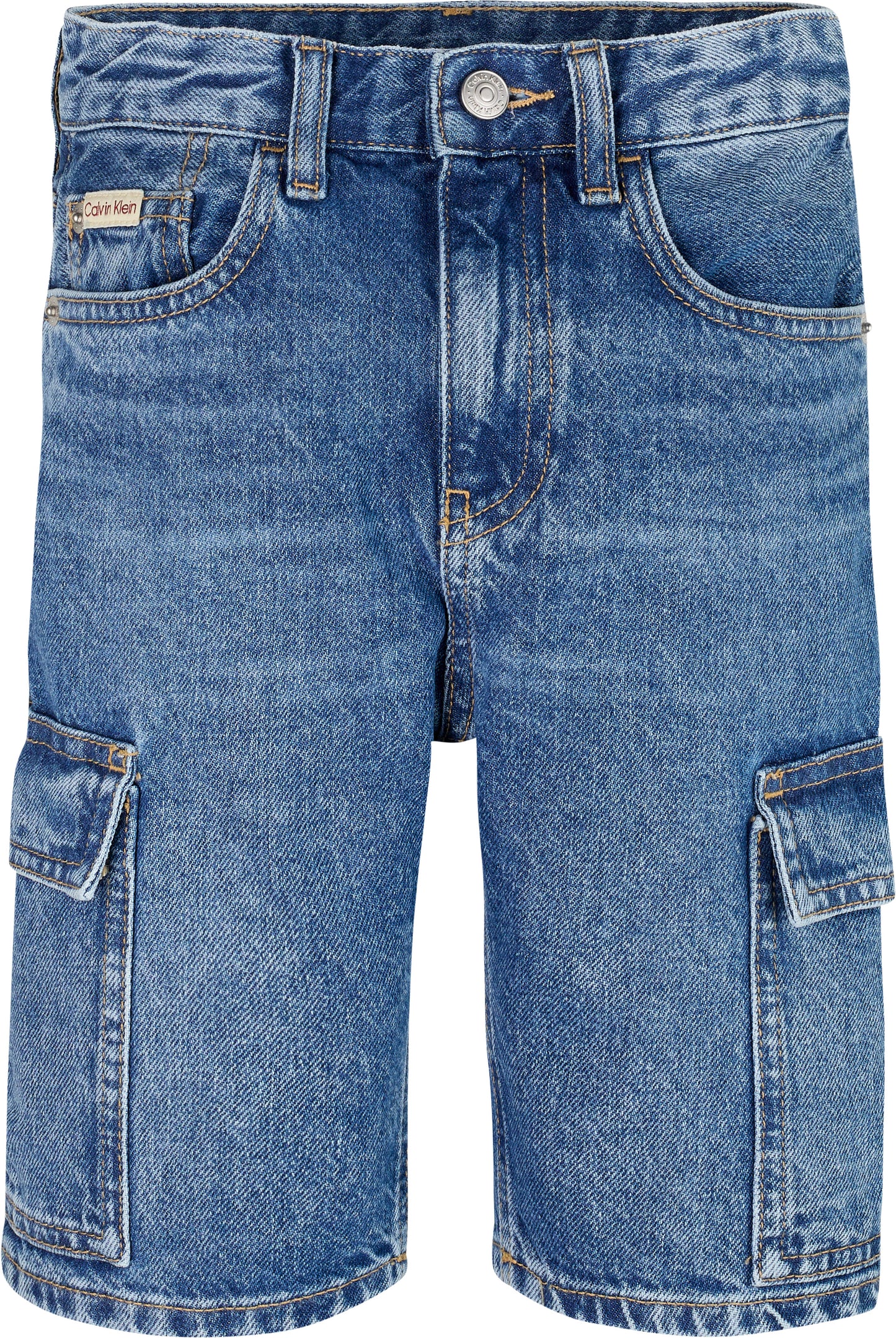 Bermuda cargo da bambino e ragazzo in denim con logo lettering sul davanti - IB0IB02430