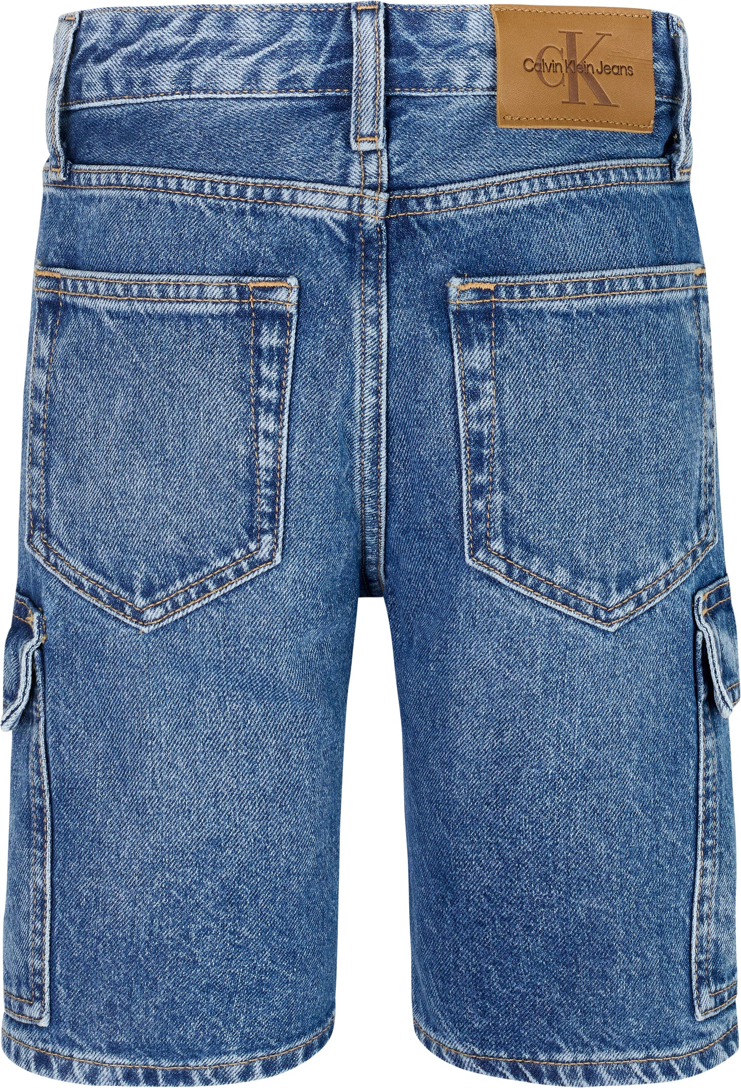 Bermuda cargo da bambino e ragazzo in denim con logo lettering sul davanti - IB0IB02430