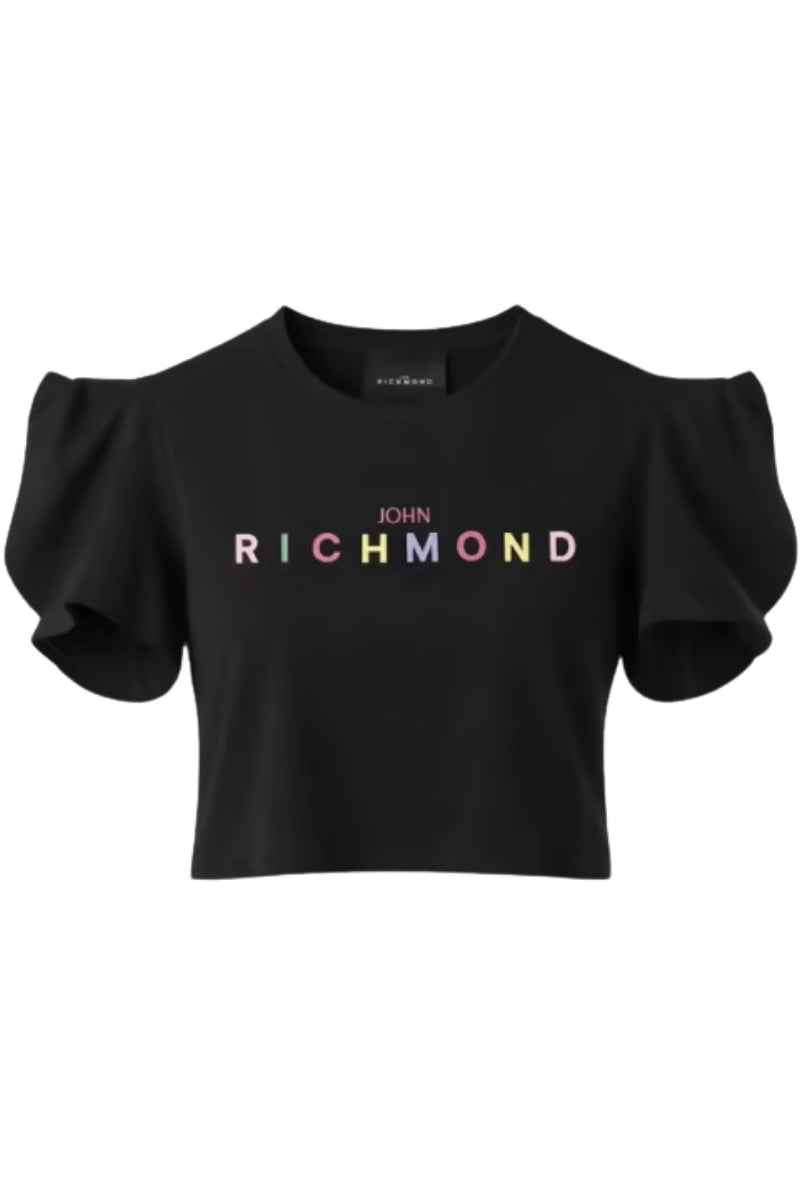 T-shirt da ragazza con maniche corte a balza effetto volant RGP26008TO