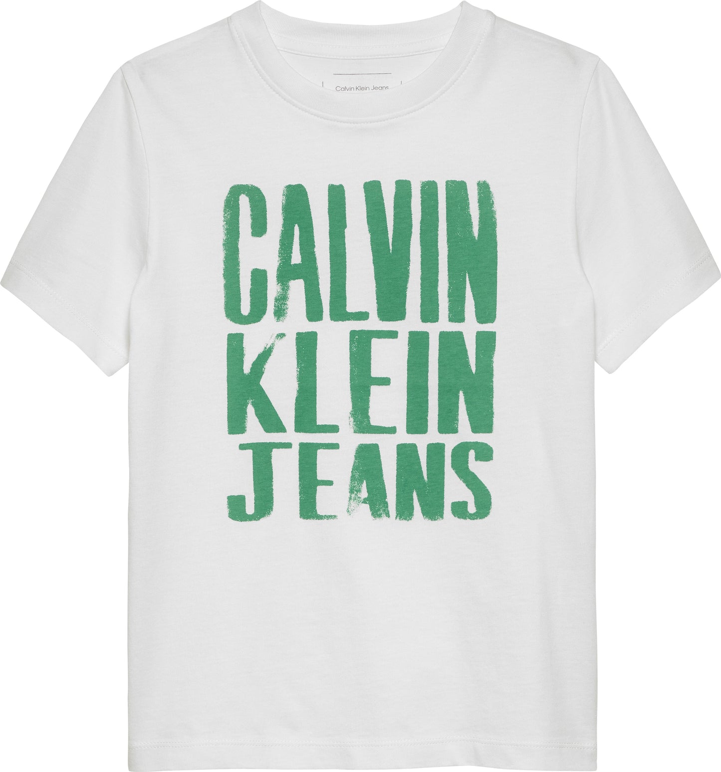 T-shirt girocollo da bambino e ragazzo a maniche corte con maxi logo lettering frontale - IB0IB02459