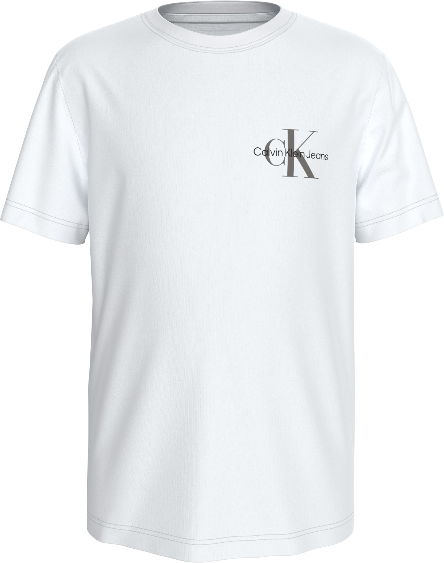 T-shirt girocollo da bambino e ragazzo con logo monogram a sinistra - IU0IU00678