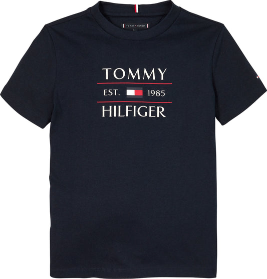 T-shirt girocollo slim da bambino a maniche corte con maxi logo lettering sul davanti KB0KB09538