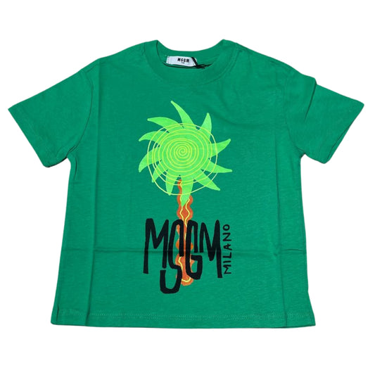 T-shirt girocollo a maniche corte con stampa palma S4MSJBTH225