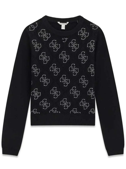 Maglione da ragazza con motivo 4G all over con strass J6BR13Z1347