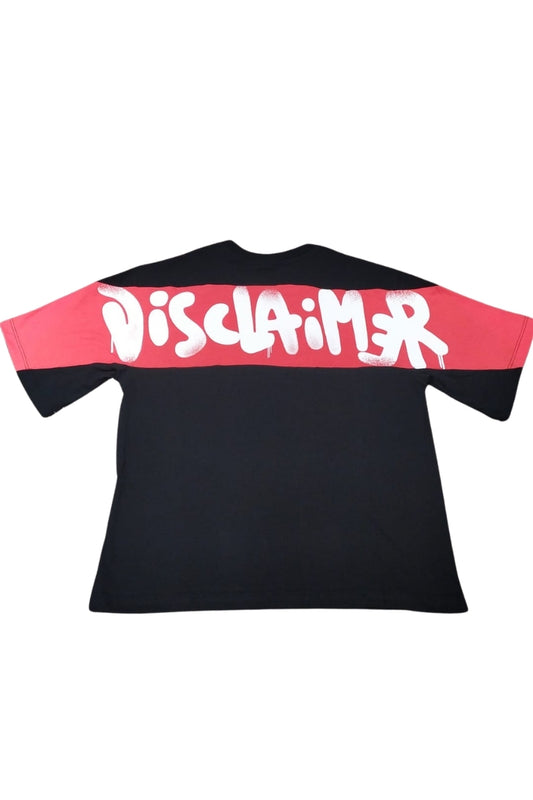 T-shirt girocollo da ragazzo con maxi banda loggata a contrasto sul retro 26EDK58825