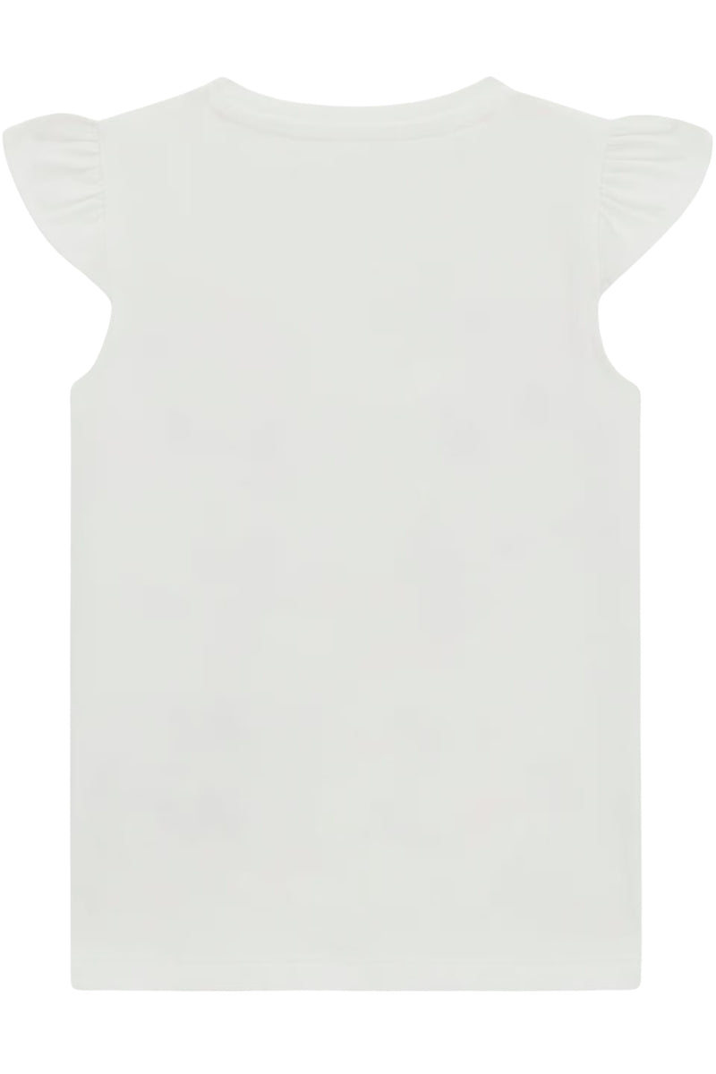 T-shirt da neonata e bambina in cotone con ruches sulle maniche K6GI01K6YW4