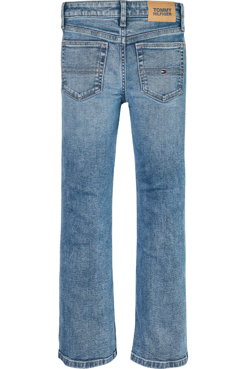 Jeans da ragazza a zampa con lavaggio vintage KG0KG086431A8