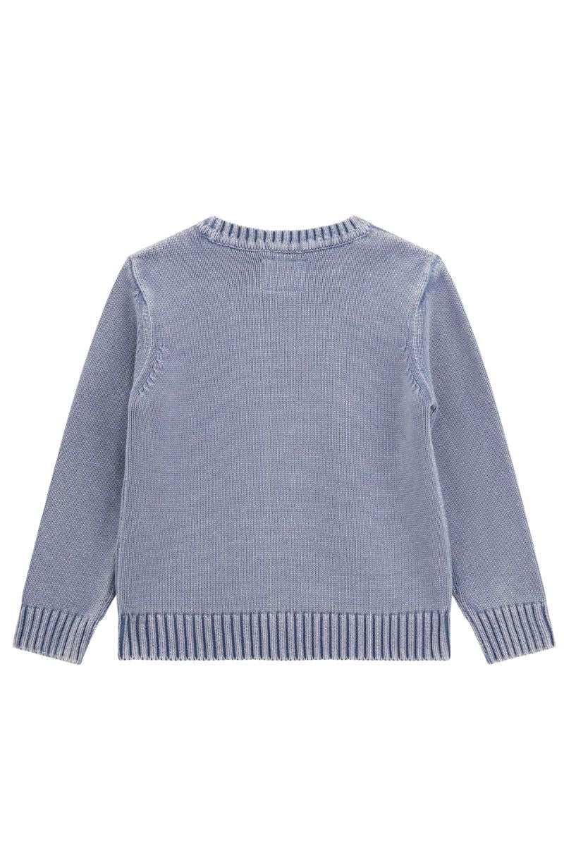 Maglione girocollo da neonato e bambino in puro cotone tricot con maxi logo lettering  N5YR05Z3OK1