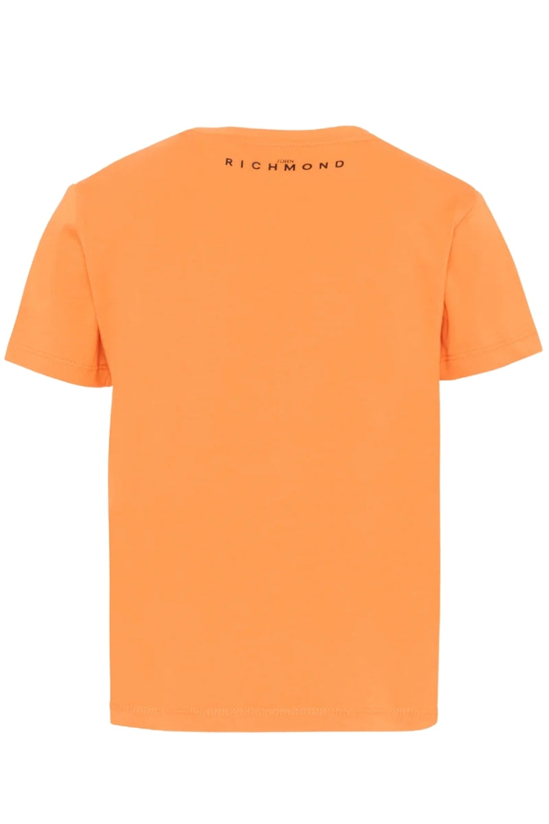 T-shirt girocollo da bambino e ragazzo in cotone con logo lettering a contrasto sul davanti RBP26008TS