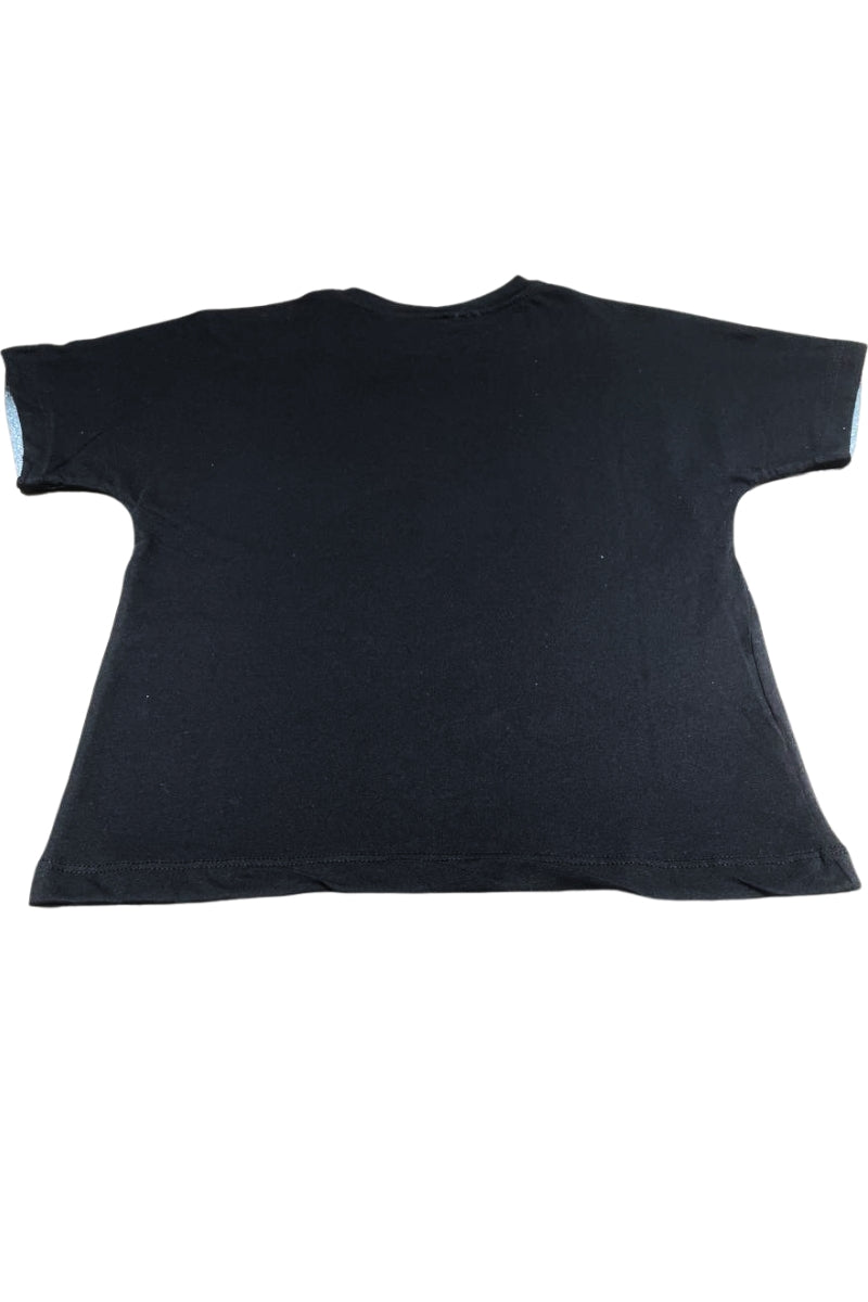 T-shirt da ragazza con maxi logo lettering con glitter e sfumature a contrasto 26EDK58919