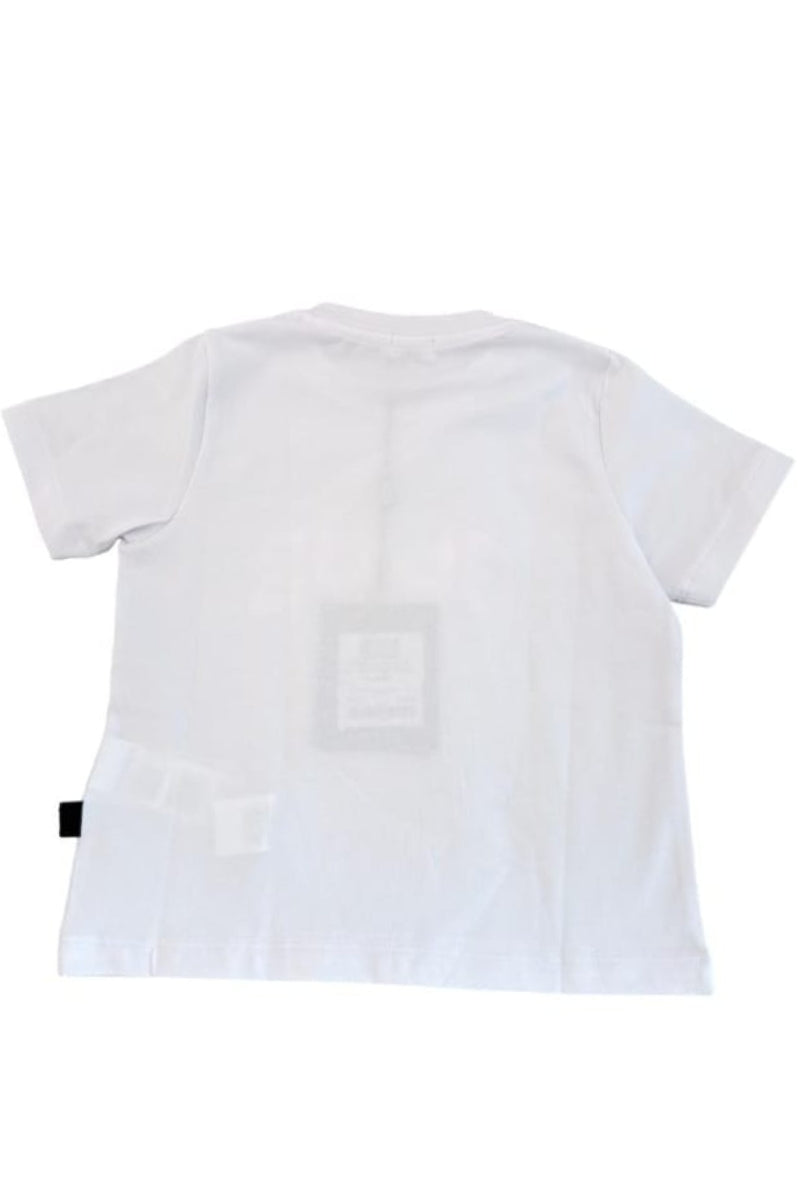 T-shirt girocollo da ragazza in cotone con maxi logo stampato sul davanti C1GJQC541J336