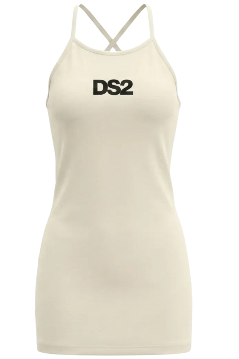 Abito da ragazza in cotone elasticizzato con logo a contrasto colore sul davanti SS26K514