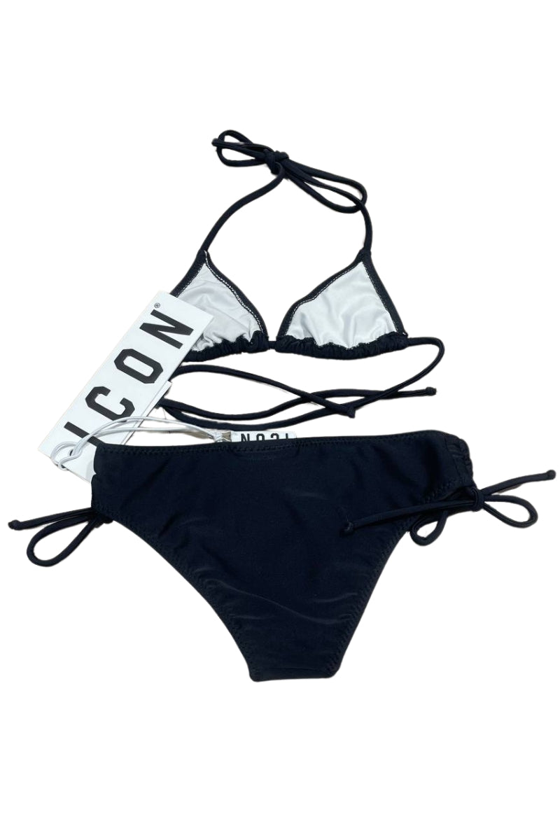 Costume da bagno da ragazza bikini con logo lettering a contrasto colore IGCS001200