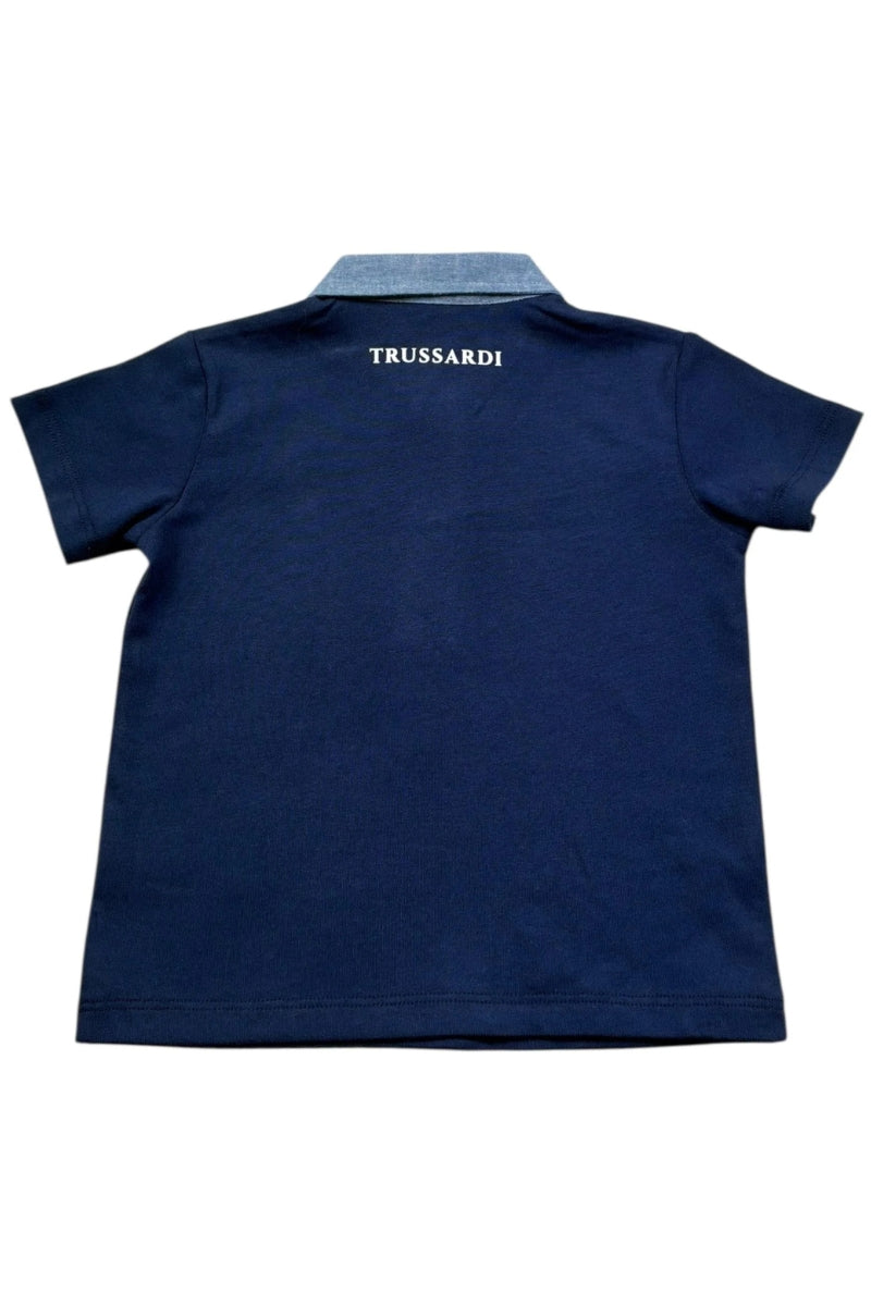 Polo da neonato e bambino in cotone con dettagli a contrasto colore in denim TIP26103PO