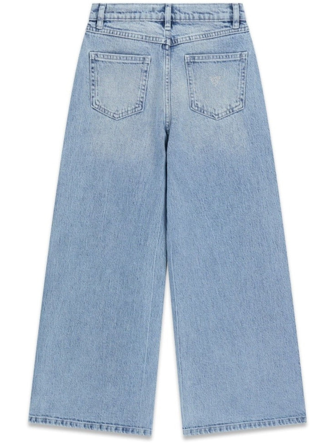 Jeans da ragazza con lavaggio chiaro e dettagli strass sul davanti J6BA09D2208