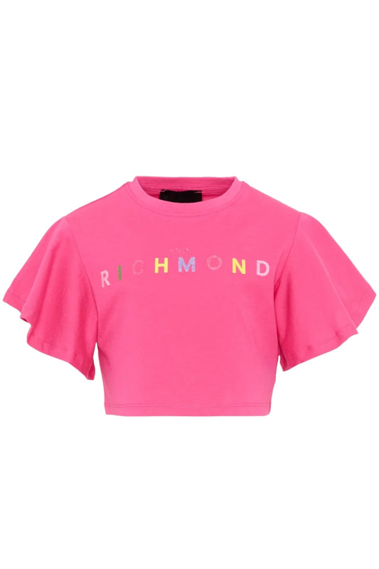 T-shirt da ragazza con maniche corte a balza effetto volant RGP26008TO