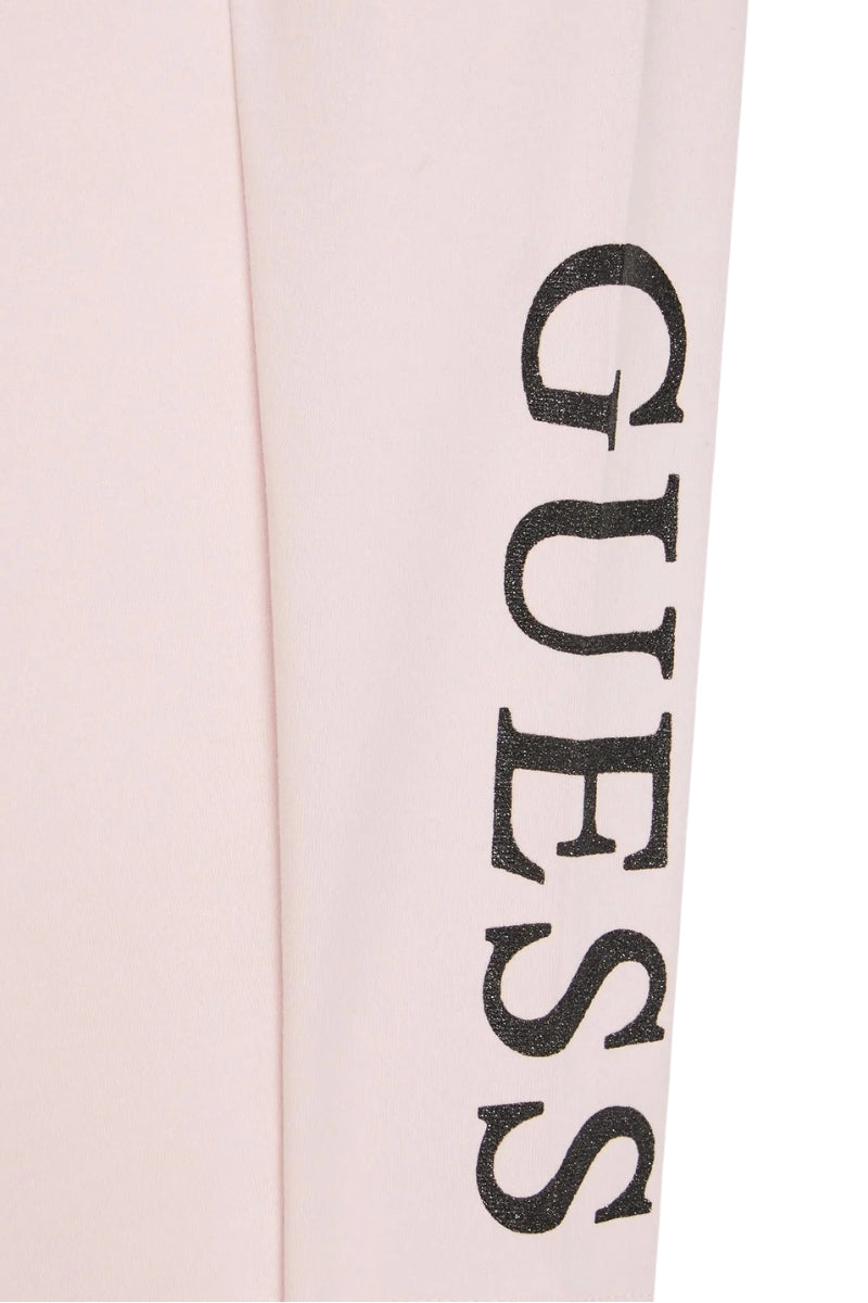 Leggins da neonata in cotone con maxi logo lettering glitterato a contrasto sulla gamba sinistra K3YB01J1314