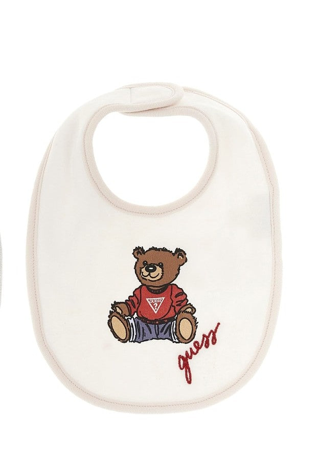 Bavetta da neonato con logo lettering e orsacchiotto H5YW17KA6W1