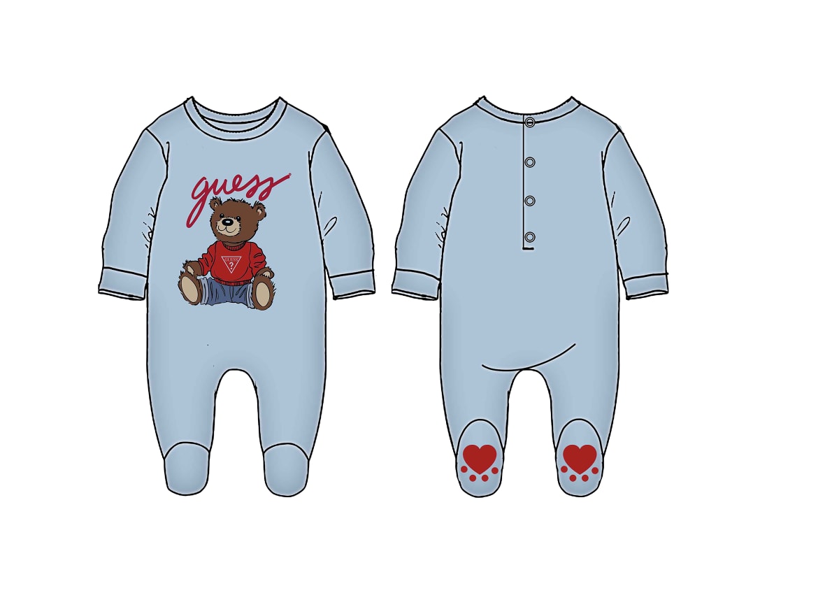 Tutina da neonato in caldo cotone con orsacchiotto e logo H5YW11KA6W4