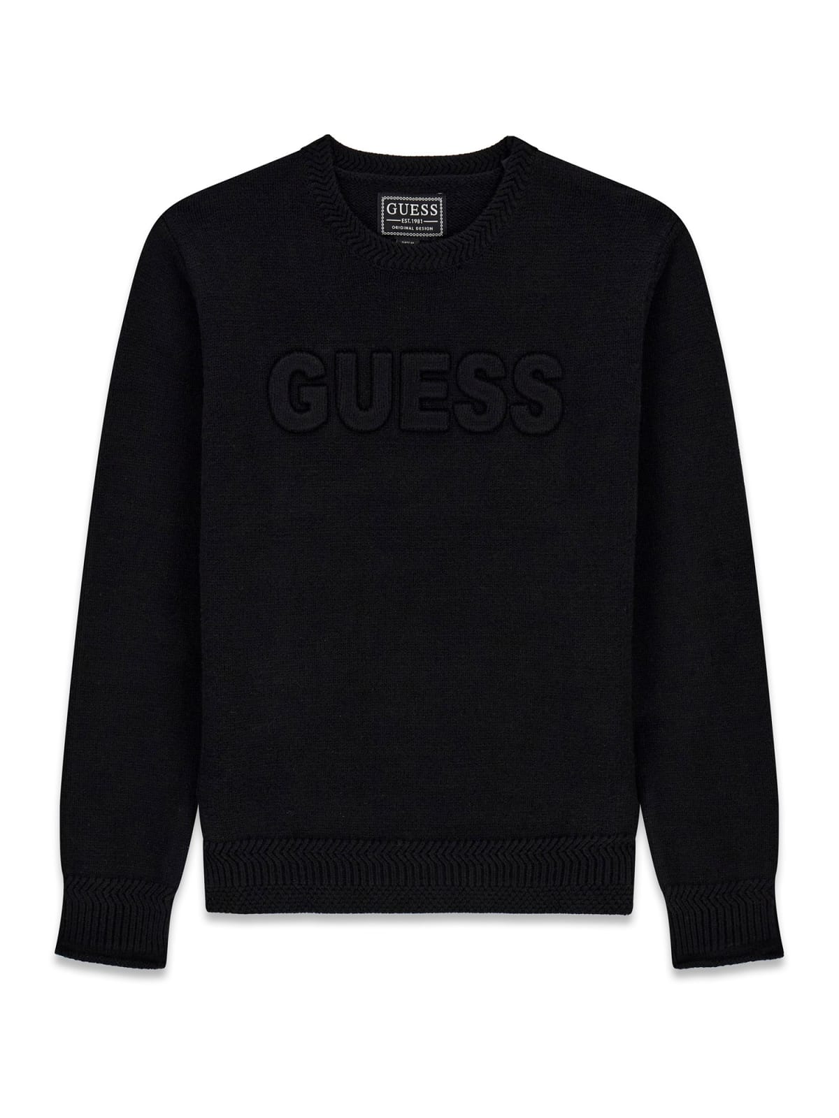 Maglione da ragazzo in misto viscosa con logo lettering in rilievo L5BR20Z2ZK2