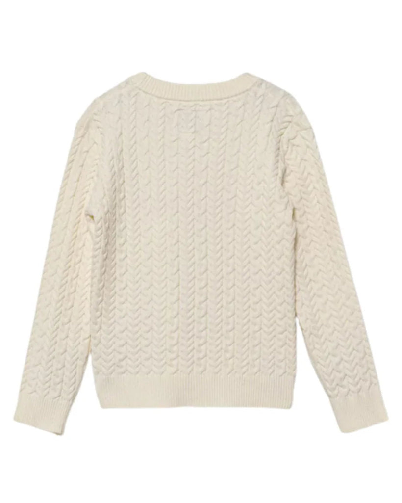 Maglione da bambina in misto viscosa con lavorazione a trecce K5YR04Z3OI0